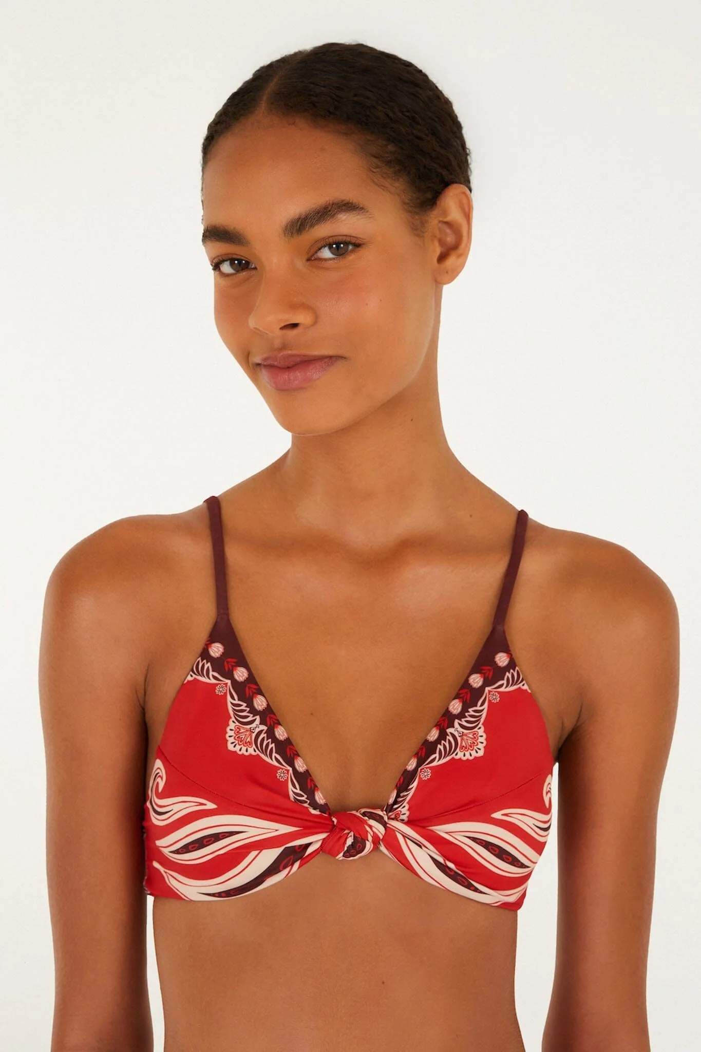 Red Ainika Garden Bandeau Bikini Top