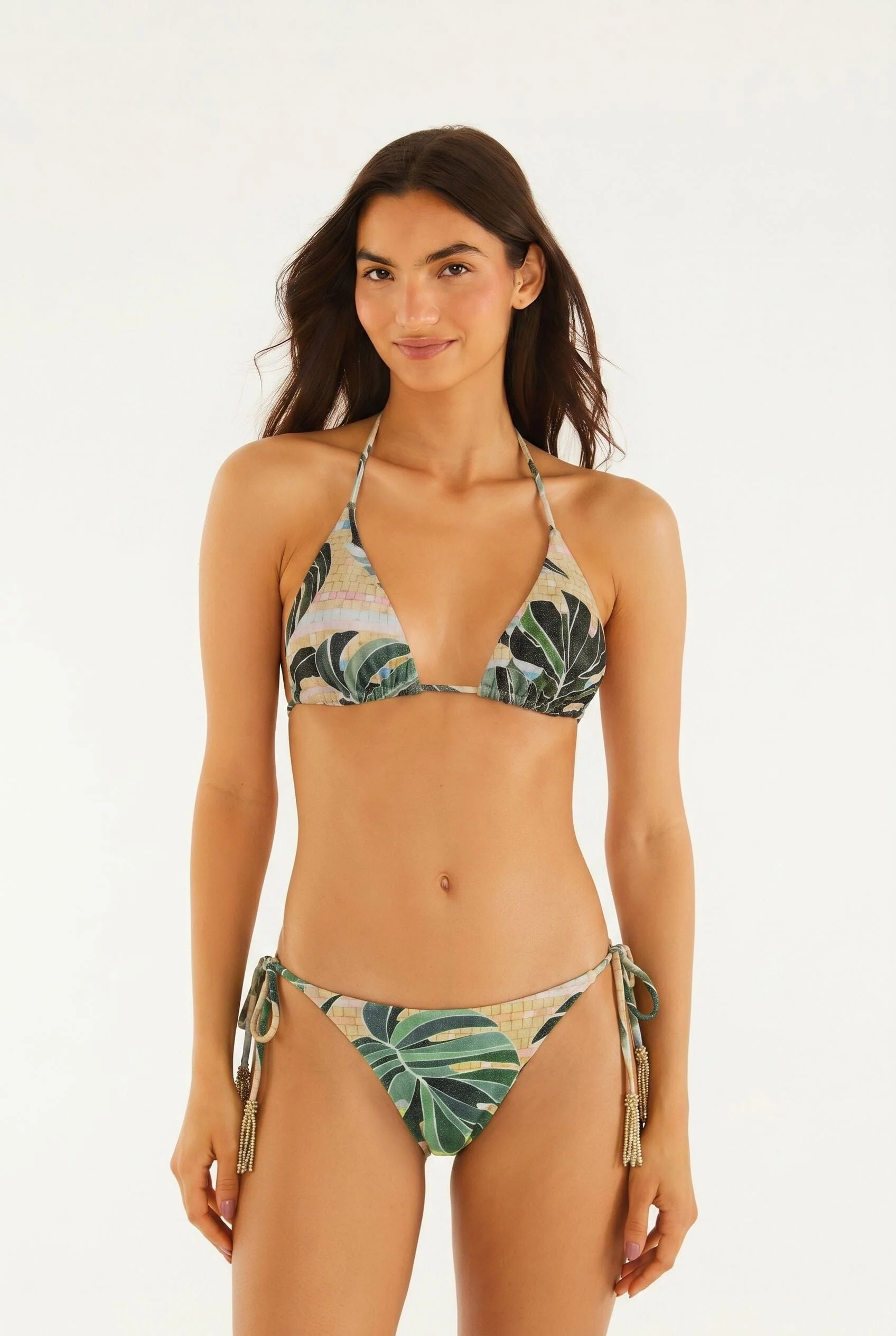 Mosaic Side Ties Tassels Bikini Bottom