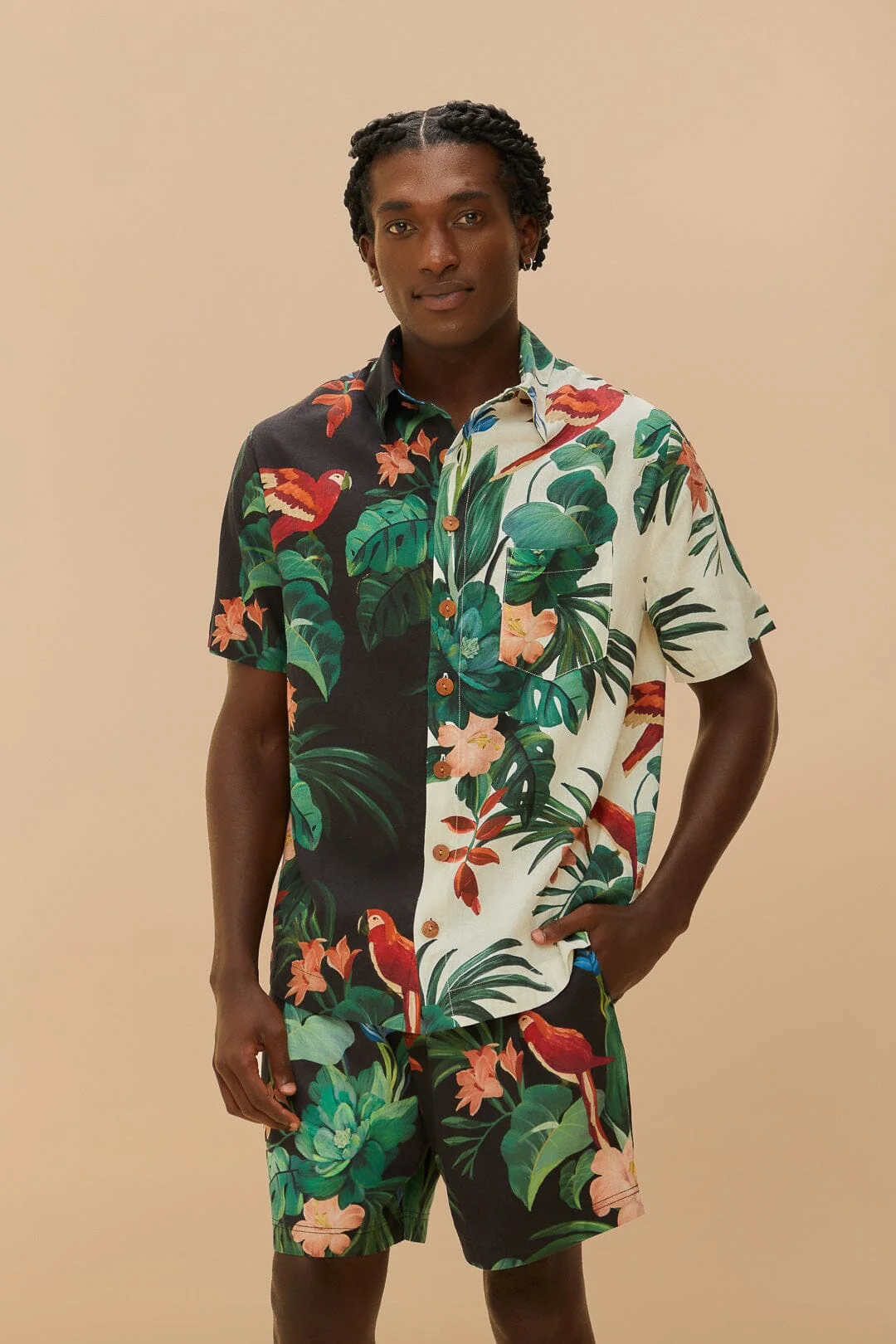 Black Midnight Macaw Fiesta Shorts