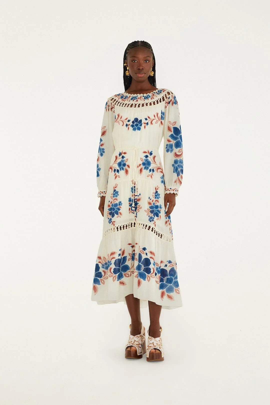 Sand Renata Floral Drawstring Cut-Out Maxi Dress