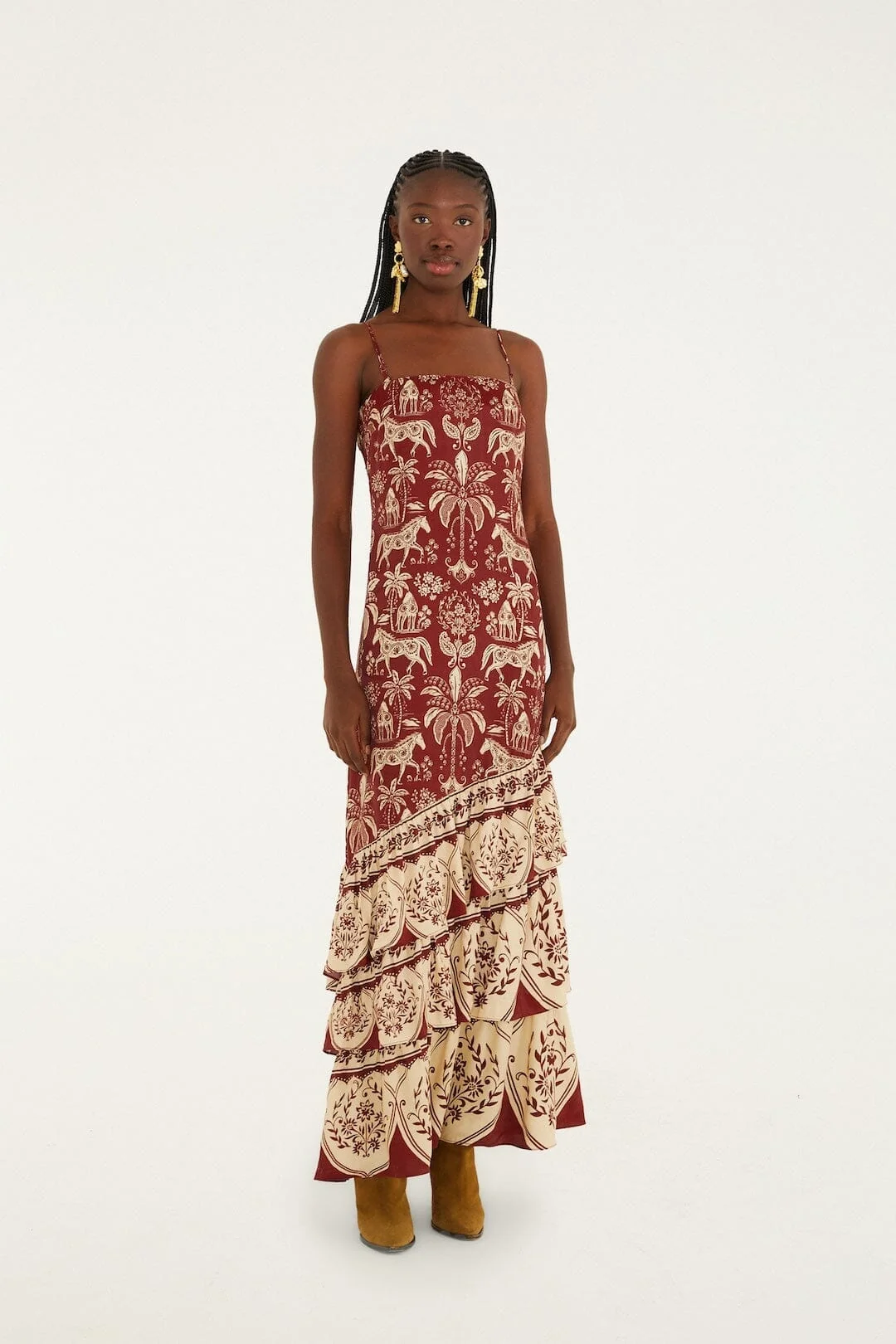 Dark Red Haras Sleeveless  Maxi Dress