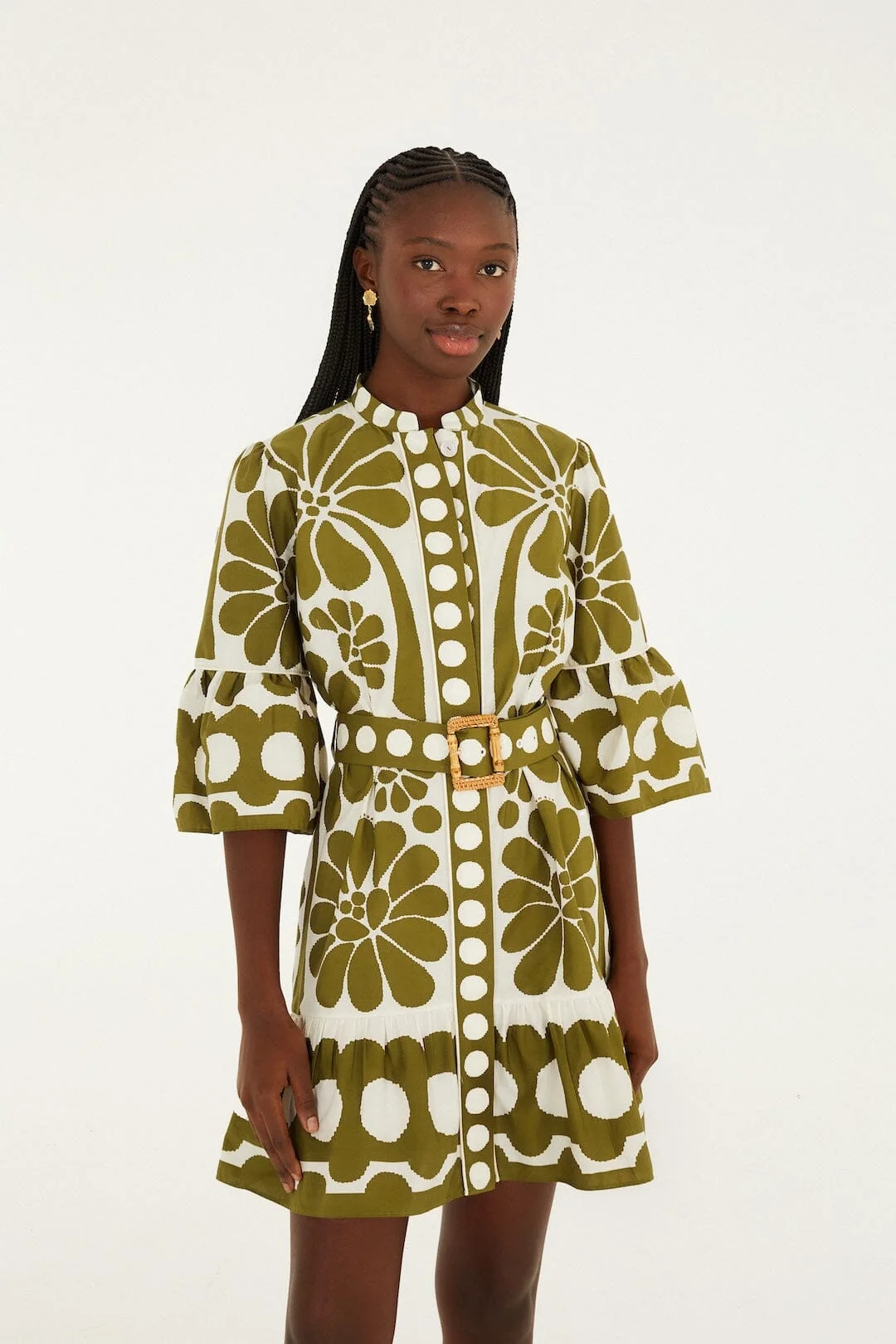 Green Palermo Belted  Mini Dress