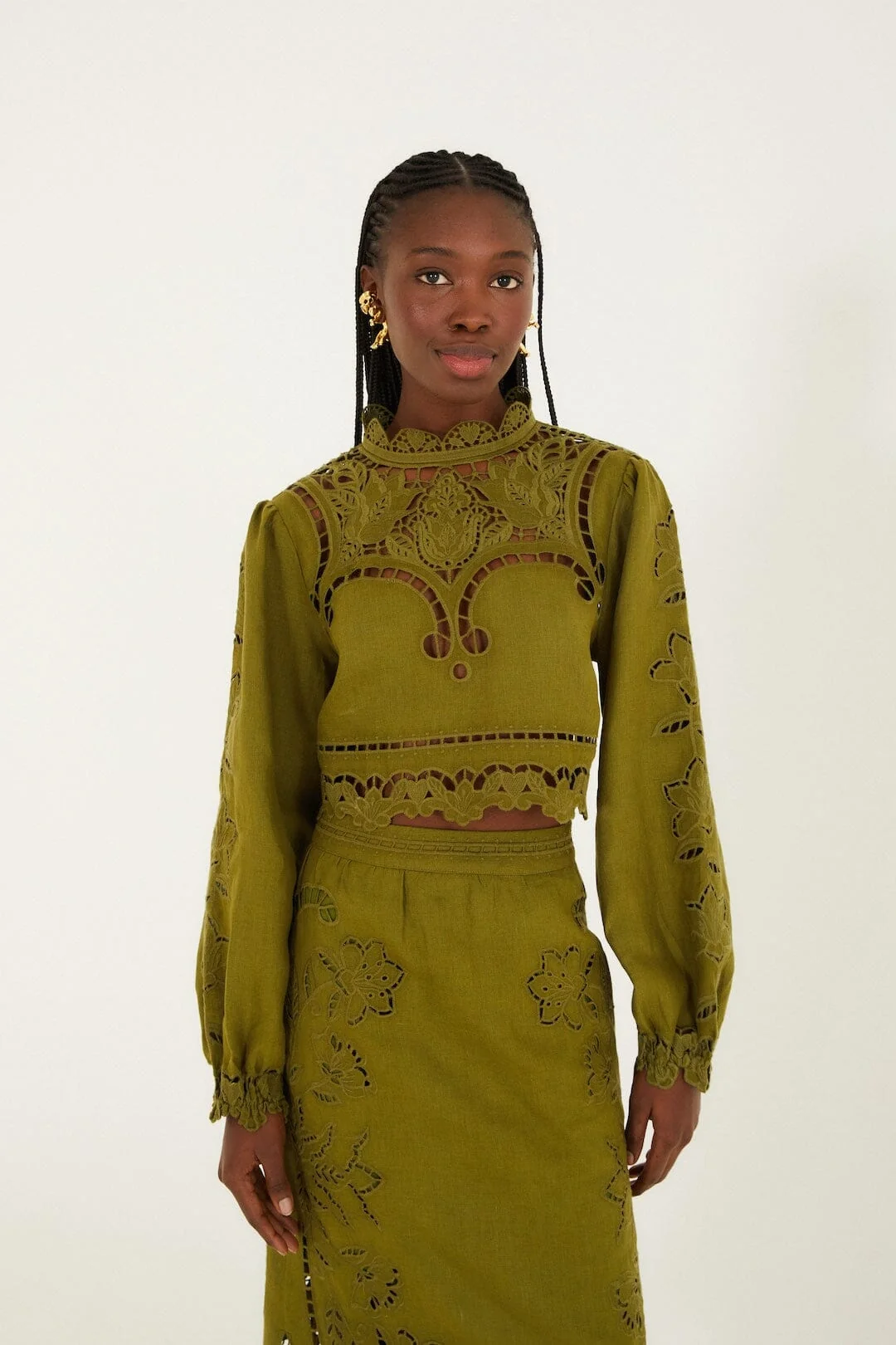 Green Majestic Garden  Richelieu Blouse