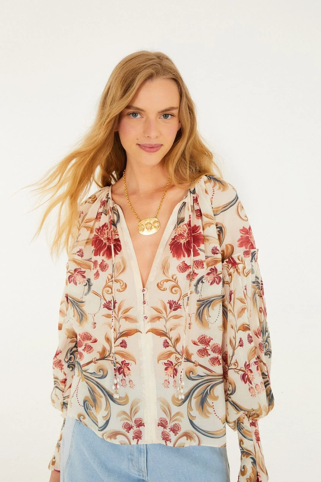 Sand Royal Garden Tassels Blouse