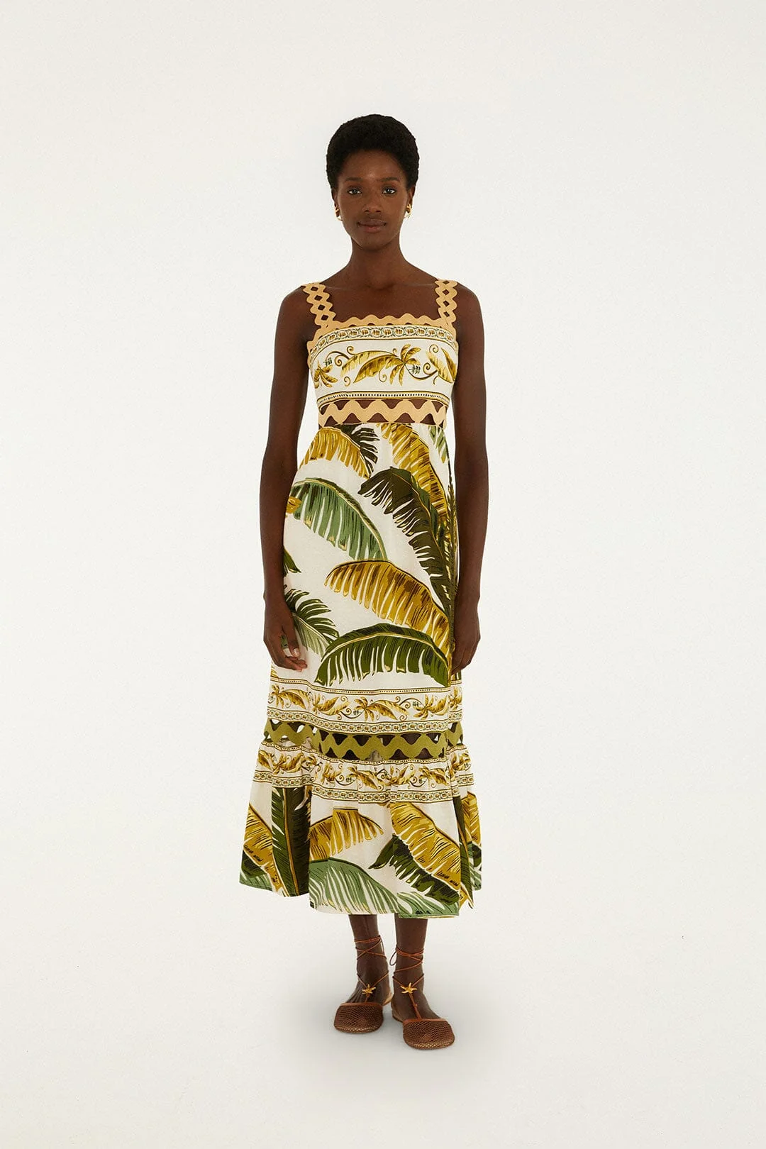 Sand Trancoso Wavy Trim Maxi Dress