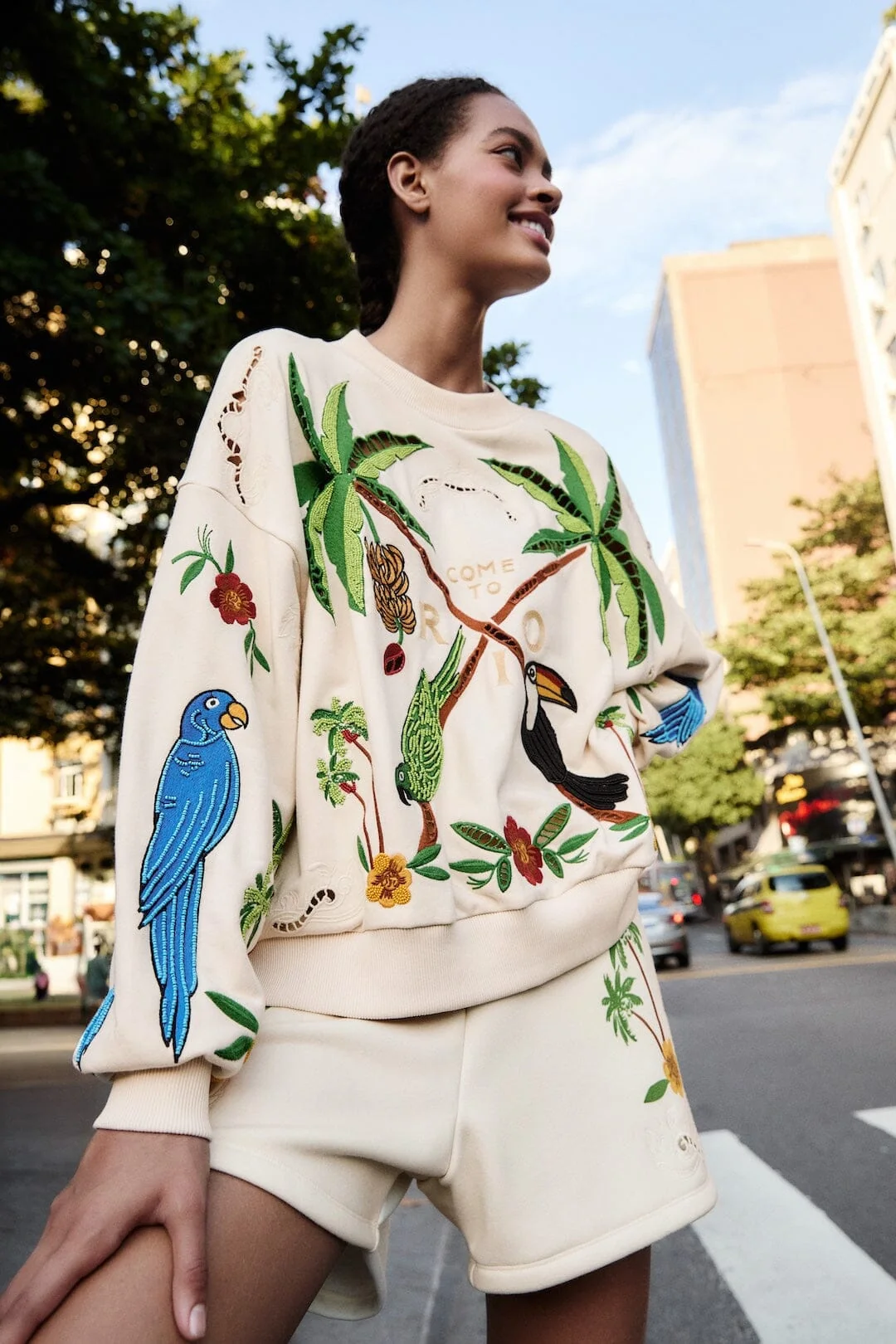 Off-White Coconut Trees Come To Rio Embroidered Sweatshirt