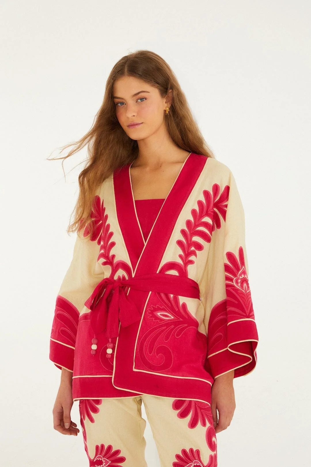 Pink Spring Arabesc Cutwork Kimono