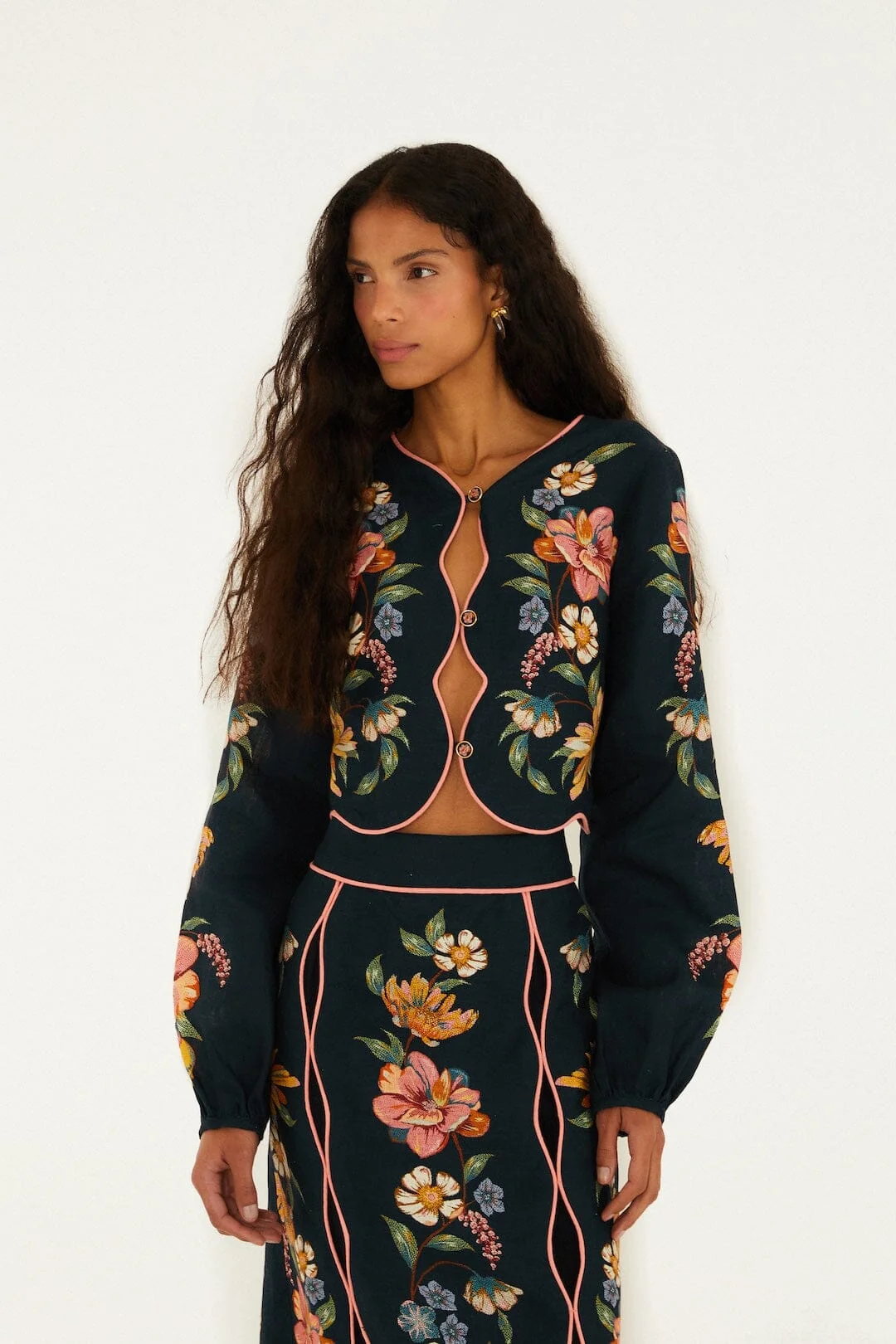 Dark Blue Maira Floral Top