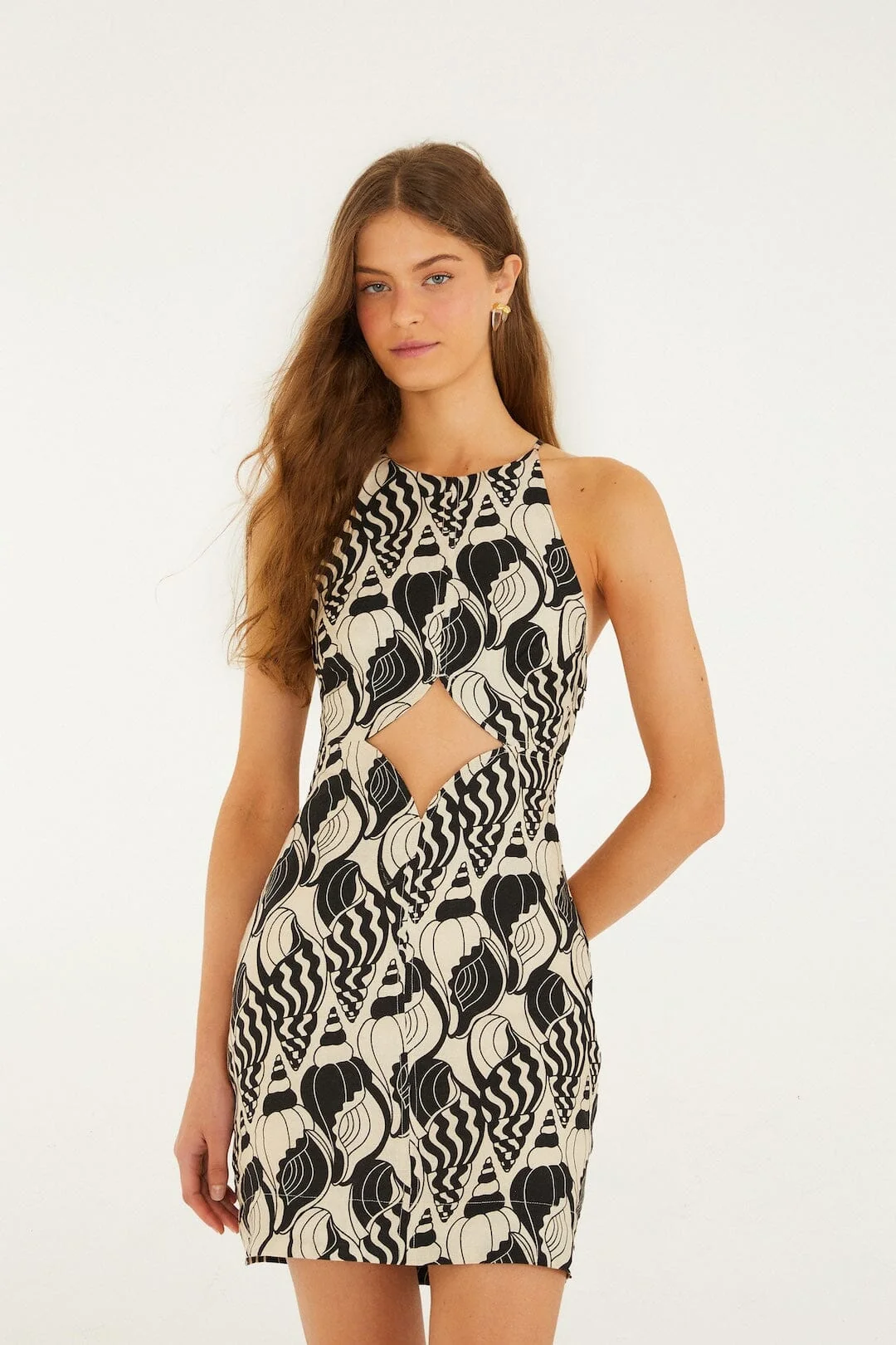 Sand Diamond Seashell Serenade Cut Out Mini Dress