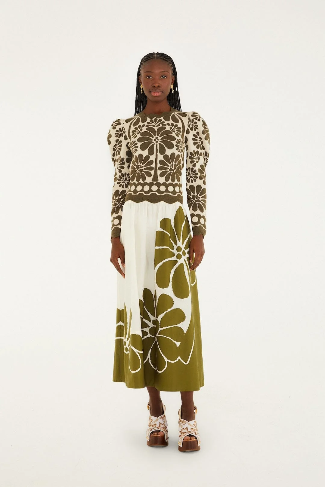 Green Palermo  Midi Skirt