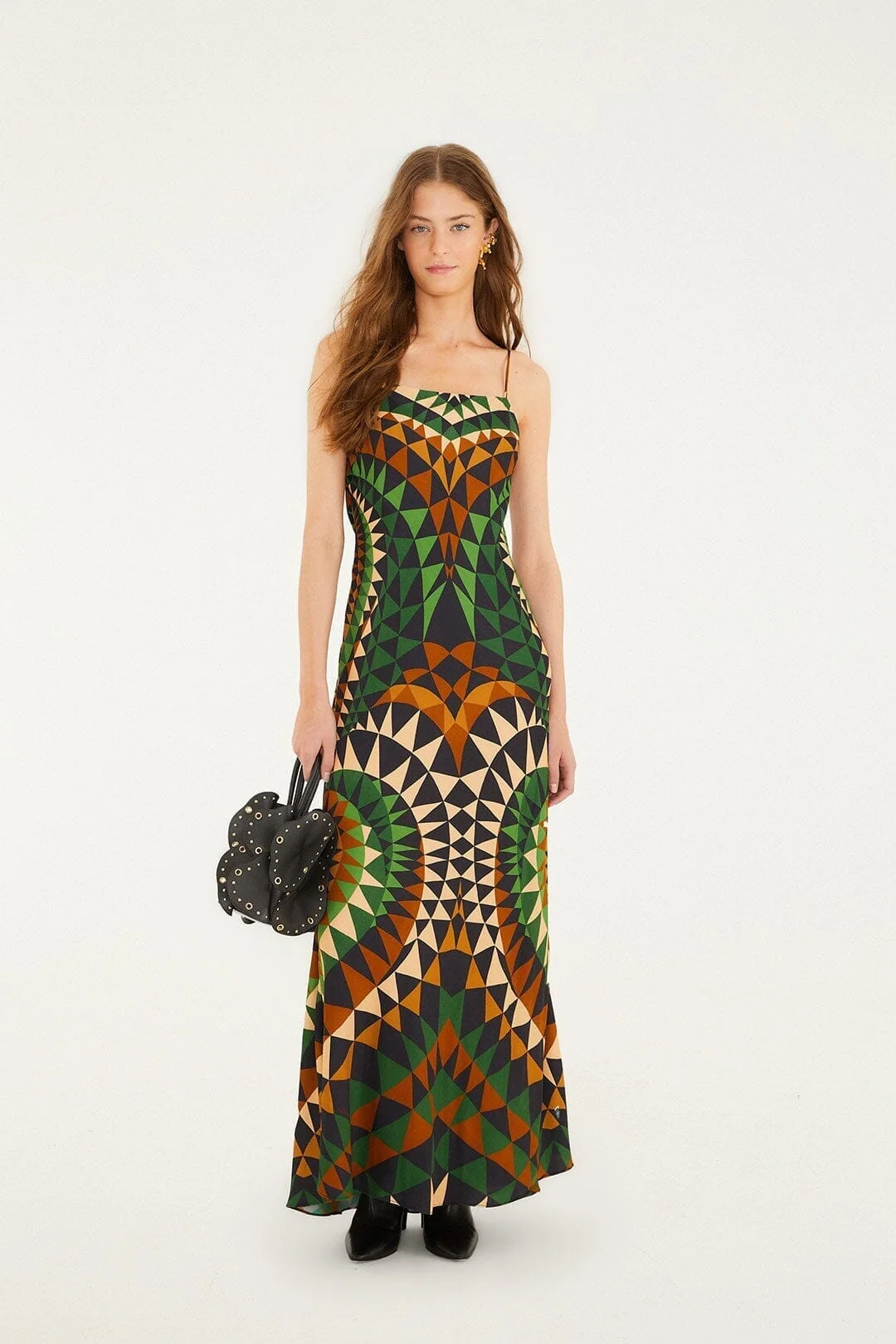Multicolor Heart Deco  Slip Maxi Dress