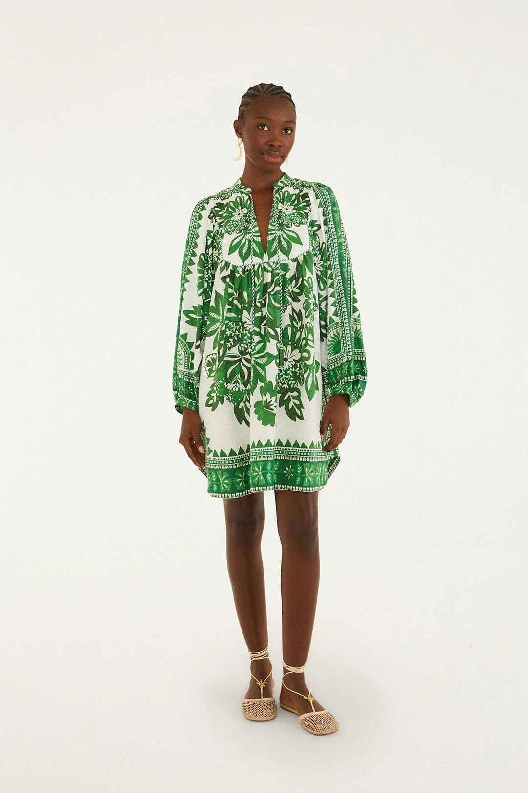Green Flora Tapestry Mini Dress