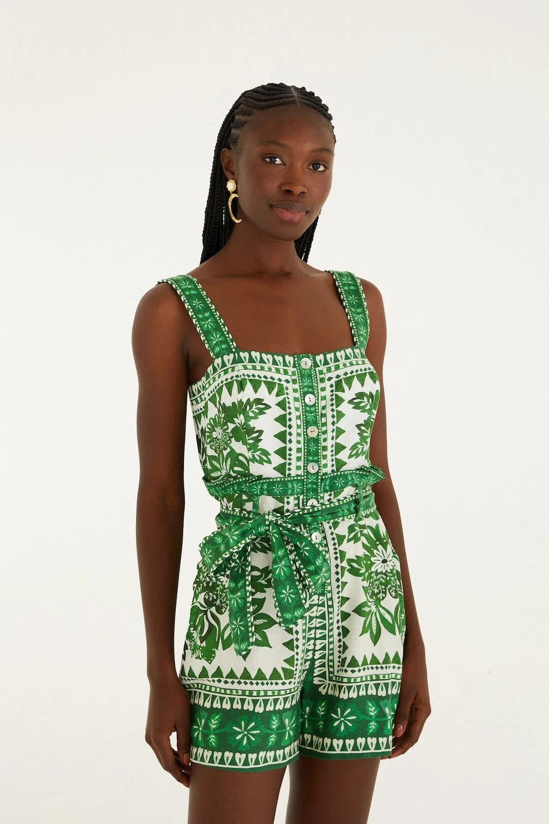 Green Flora Tapestry Romper