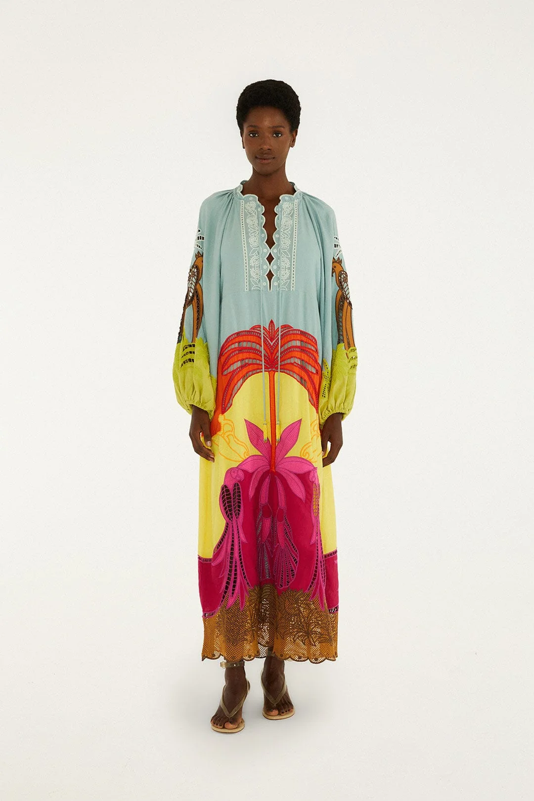 Multicolor Usiacuri Embroidered Richelieu Maxi Dress