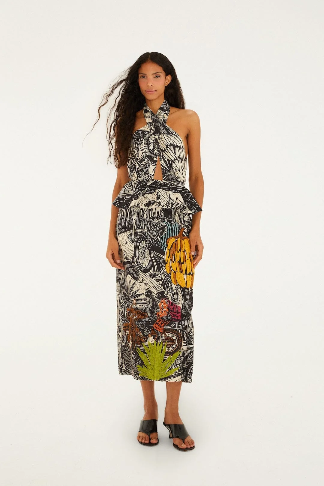 Ruta Beige Embroidered Maxi Dress
