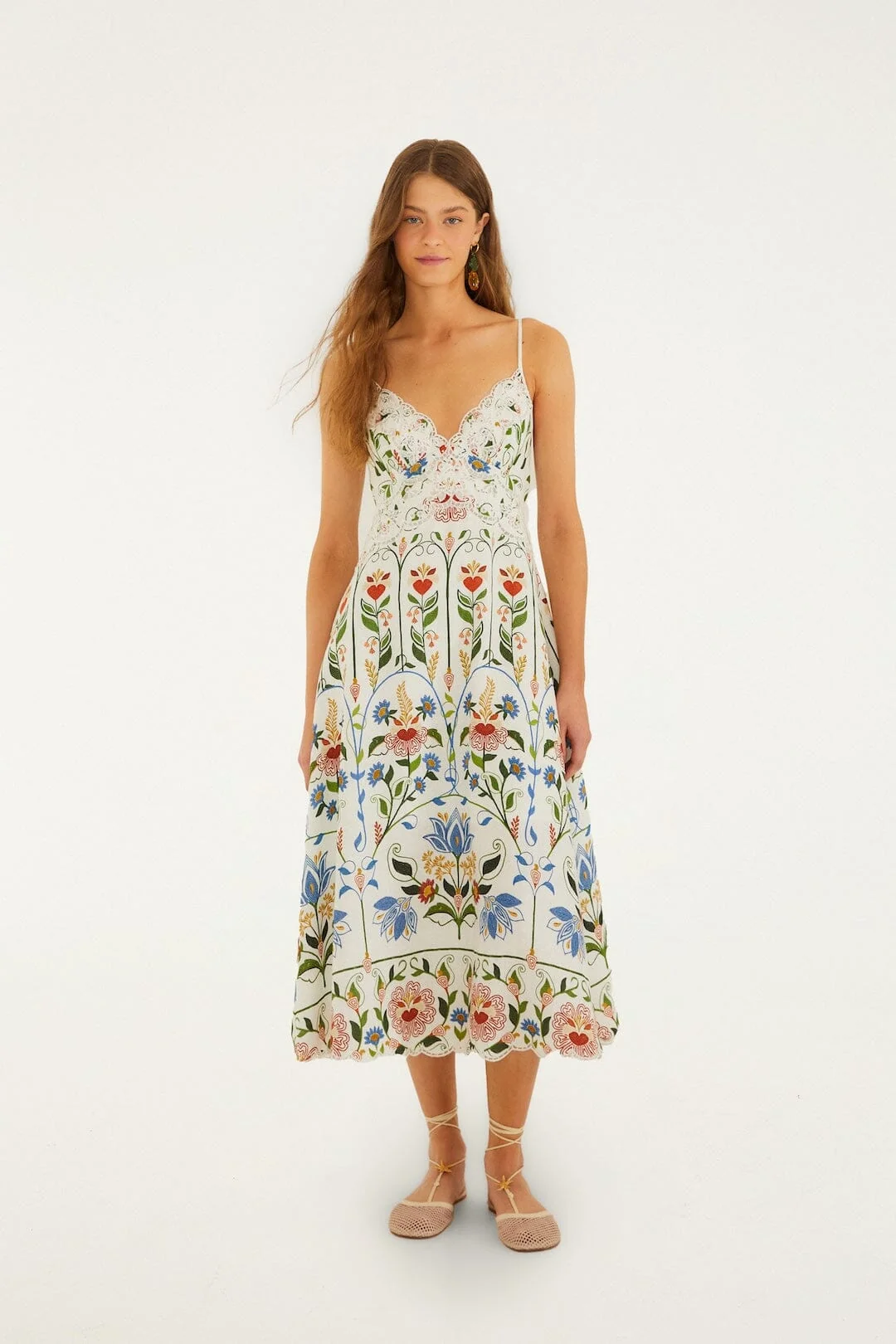 Off-White Stitched Garden Midi Dress