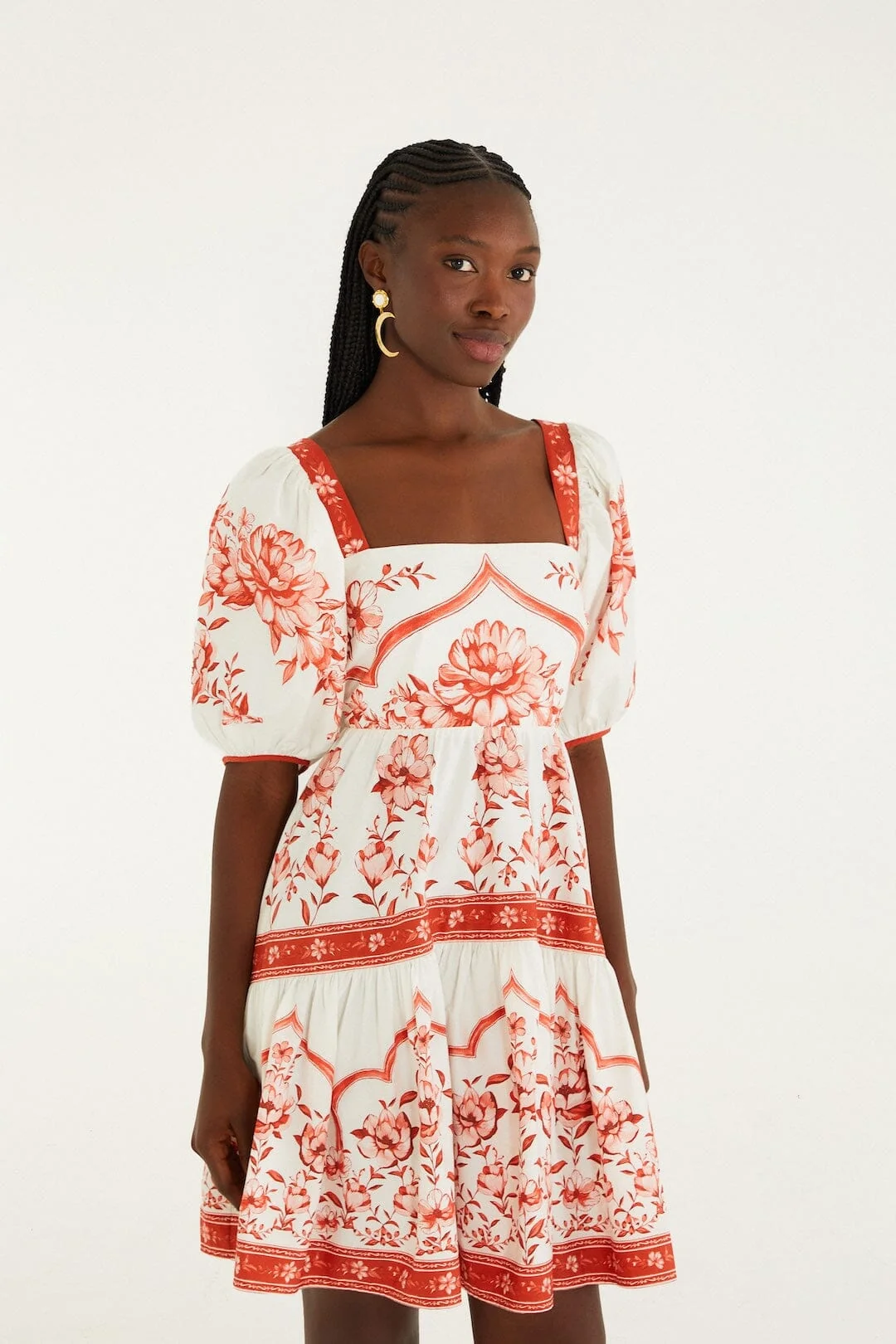 Red Porcelain Garden  Mini Dress
