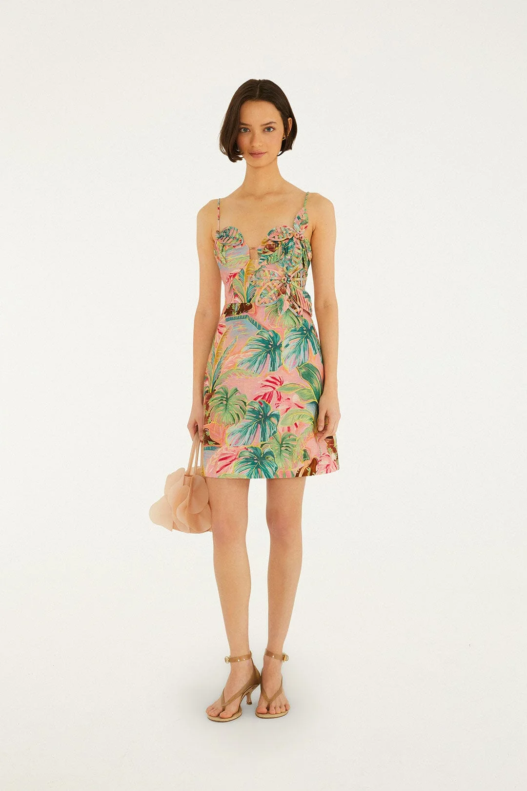 Soft Pink Pool Time 3d Flowers Mini Dress