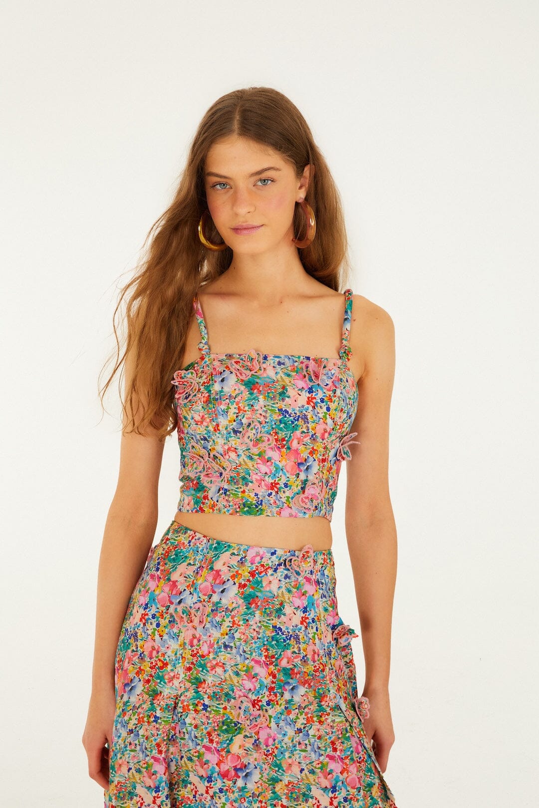 Off-White Peasant Floral Butterflies Top