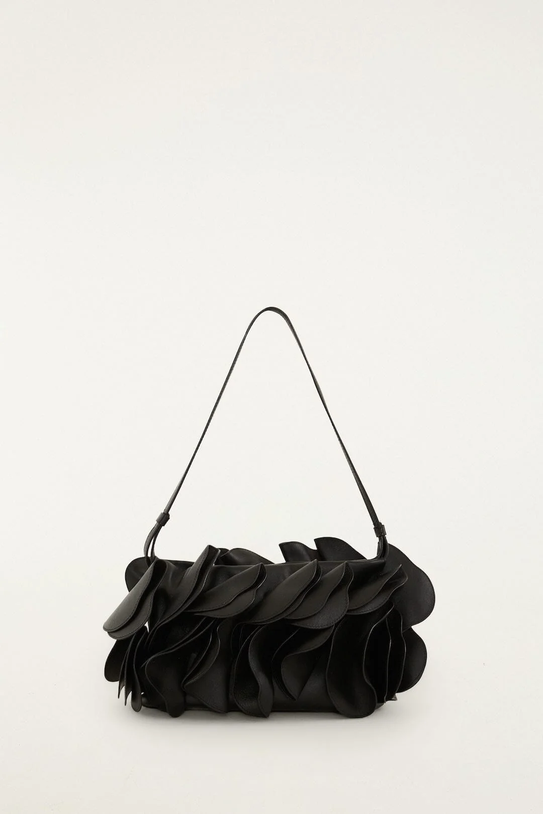 Black Leather Shoulder Flower Bag