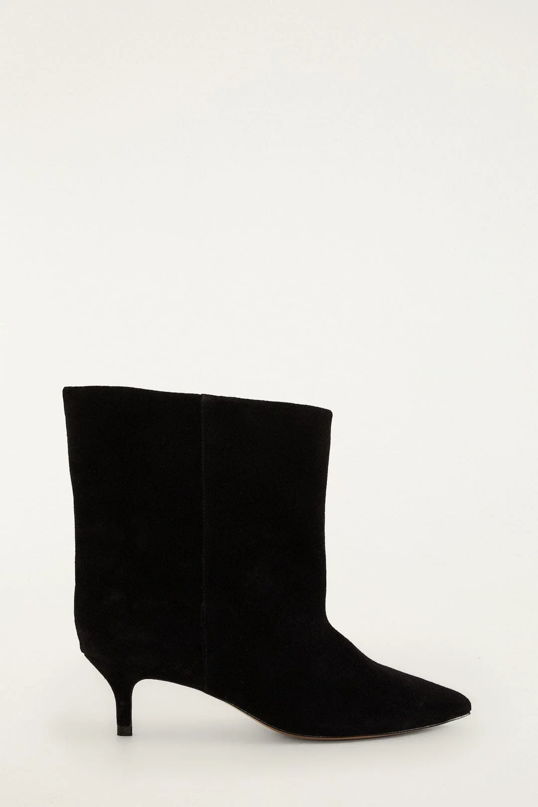 Black Suede Heeled Ankle Boot