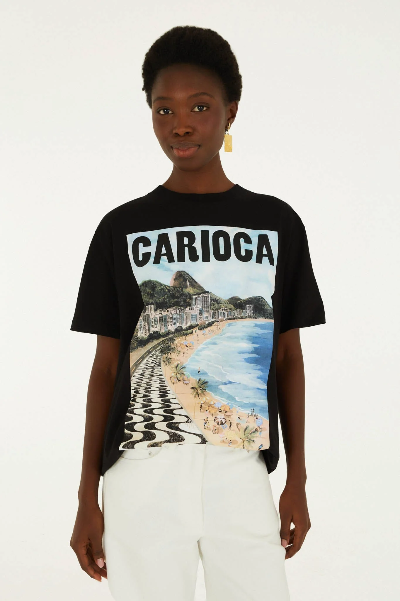 Black Landscape Carioca  Relaxed T-Shirt