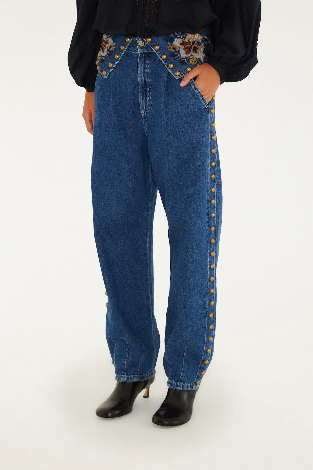 Balloon Golden Tassels Denim Pants