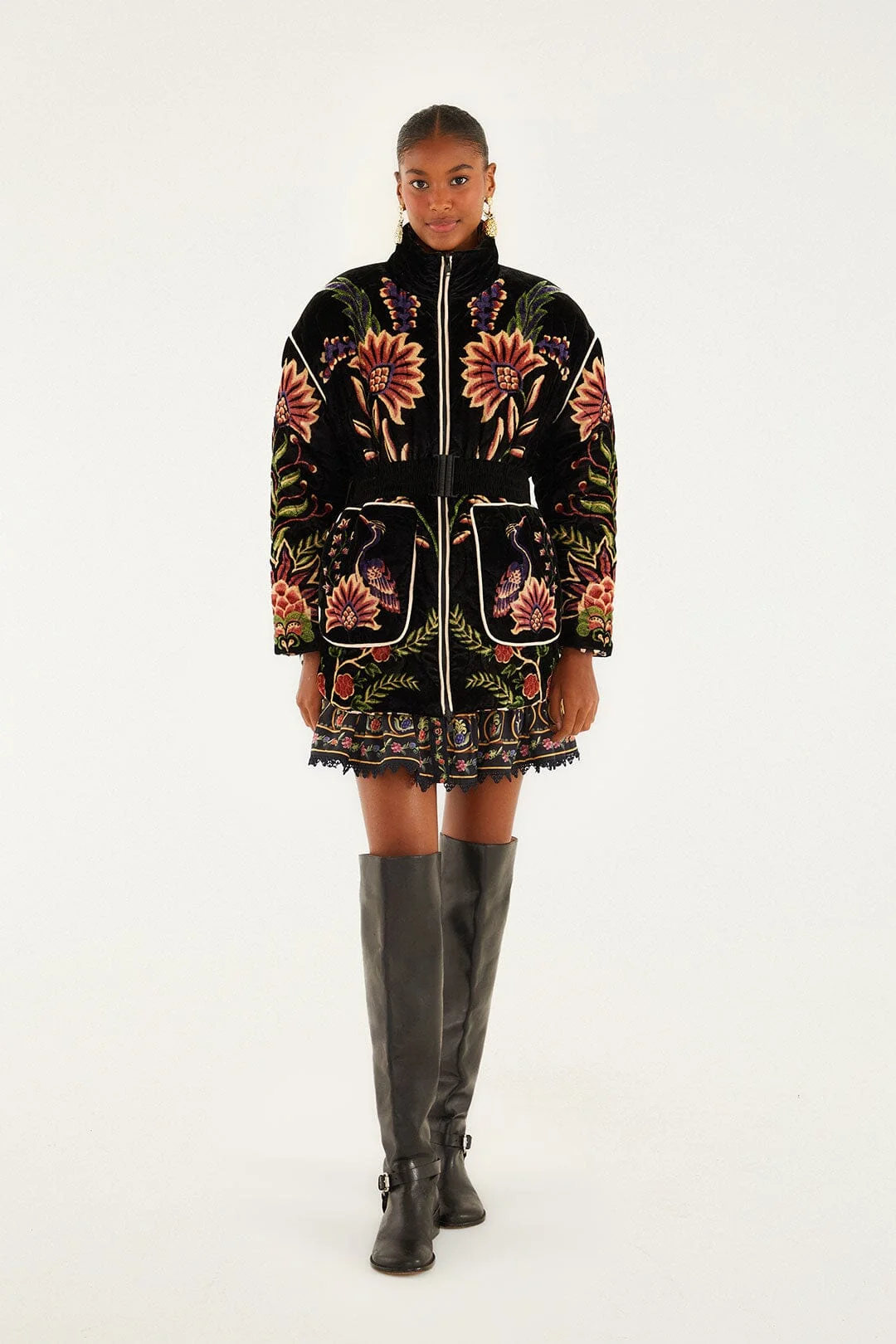 Black Marvelous Garden Puffer Jacket