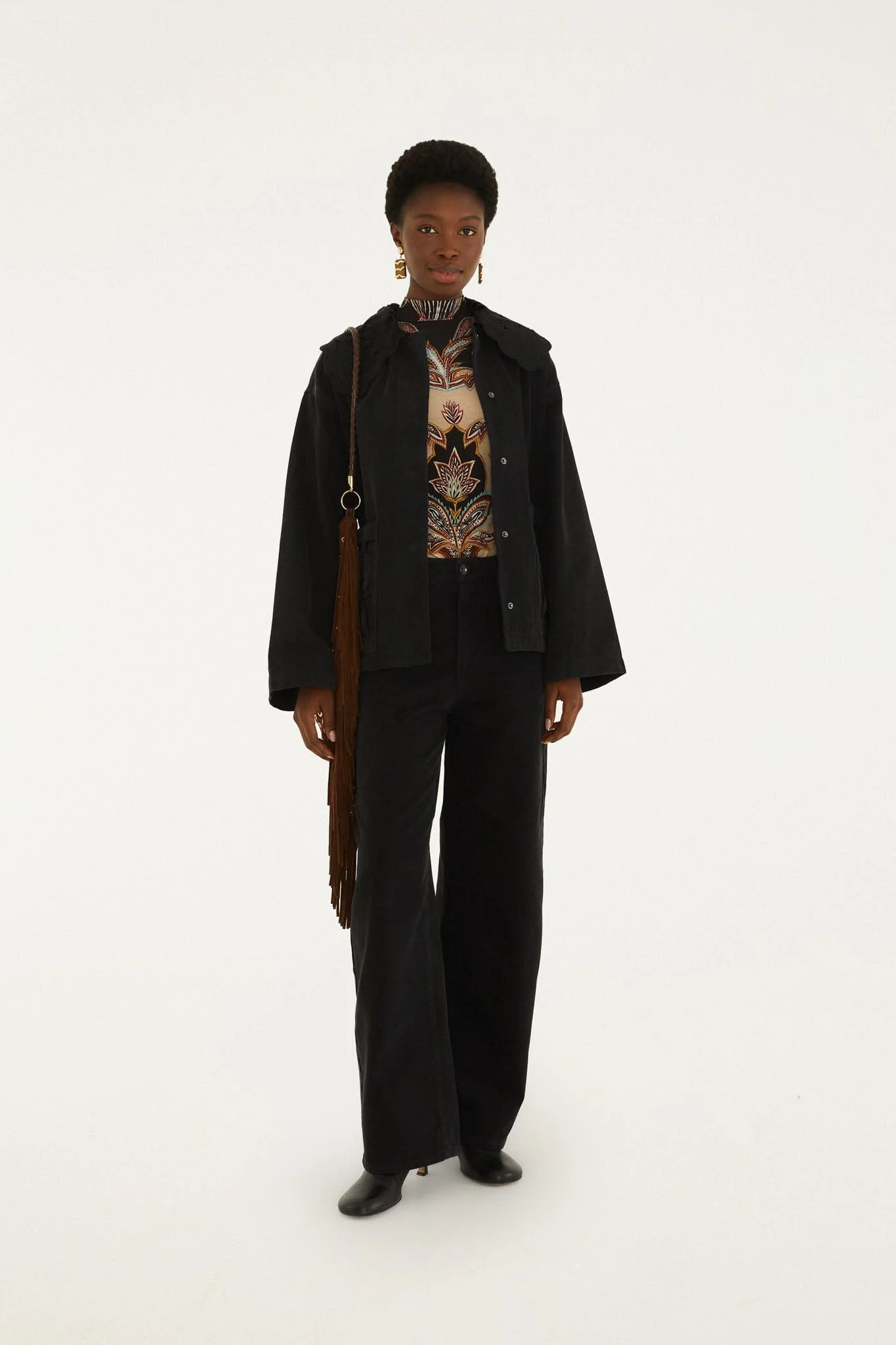 Black Richelieu Denim Trousers