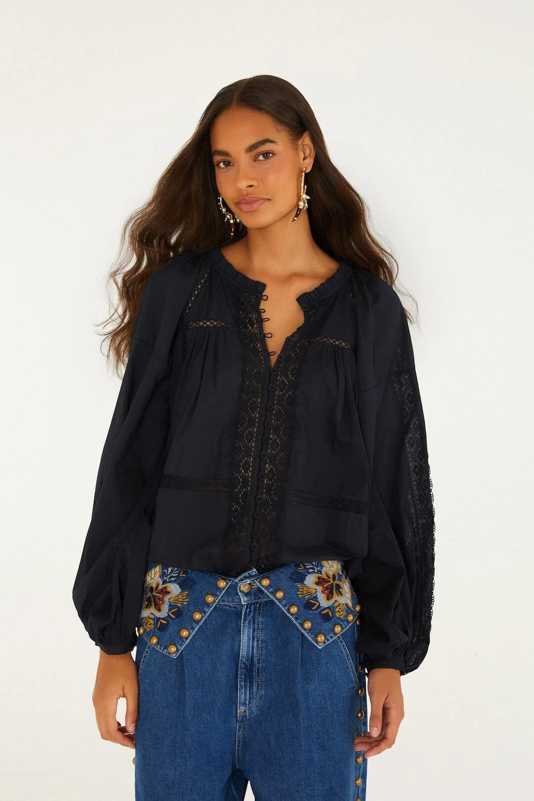 Boho Lace Long Sleeve Blouse