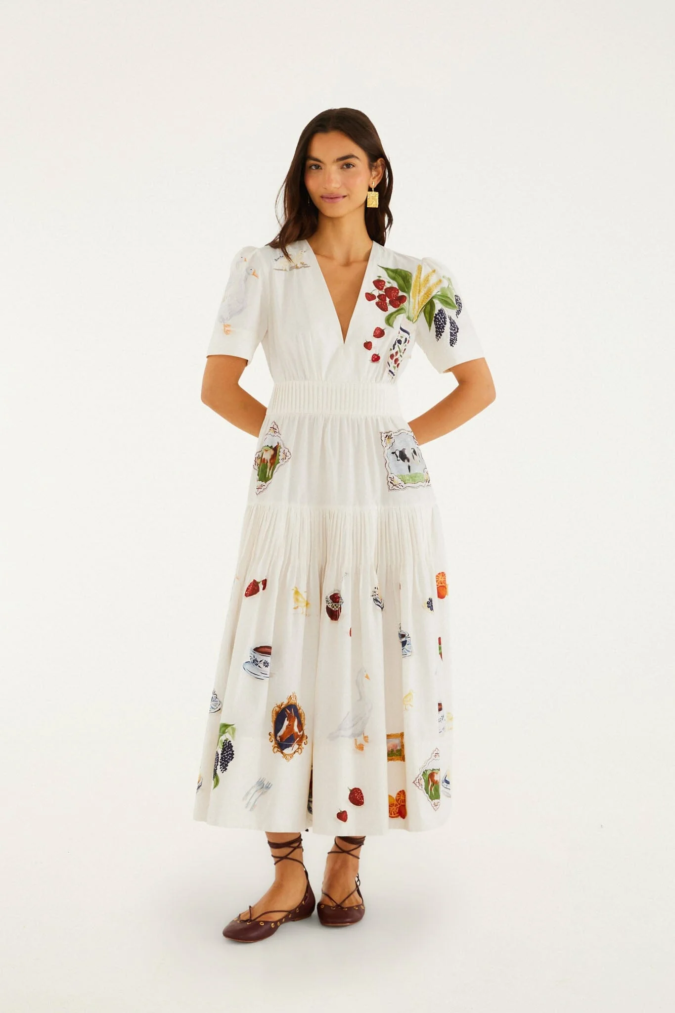 Country Table Winter Short Sleeve Midi Dress