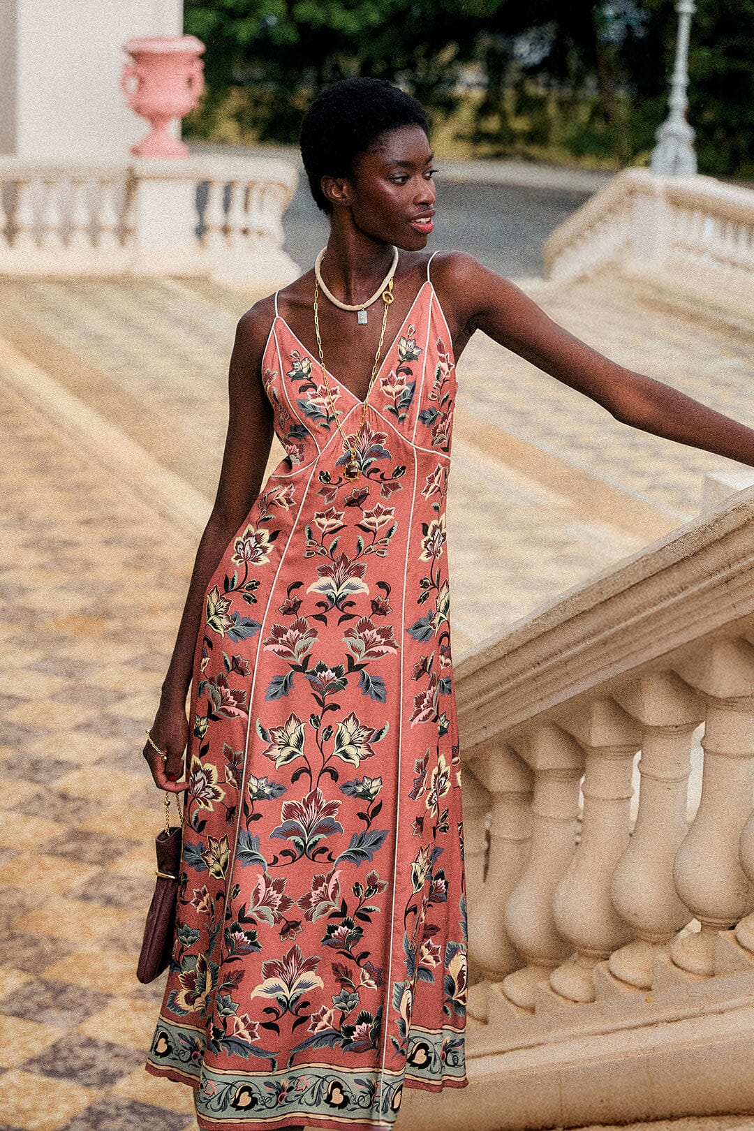 Floral Beauty Tapestry Sleeveless Slip Maxi Dress