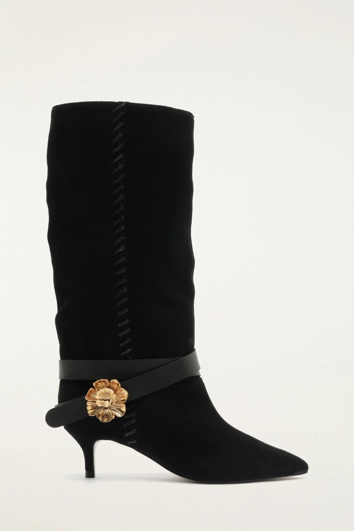 Flower Belt Kitten Boot