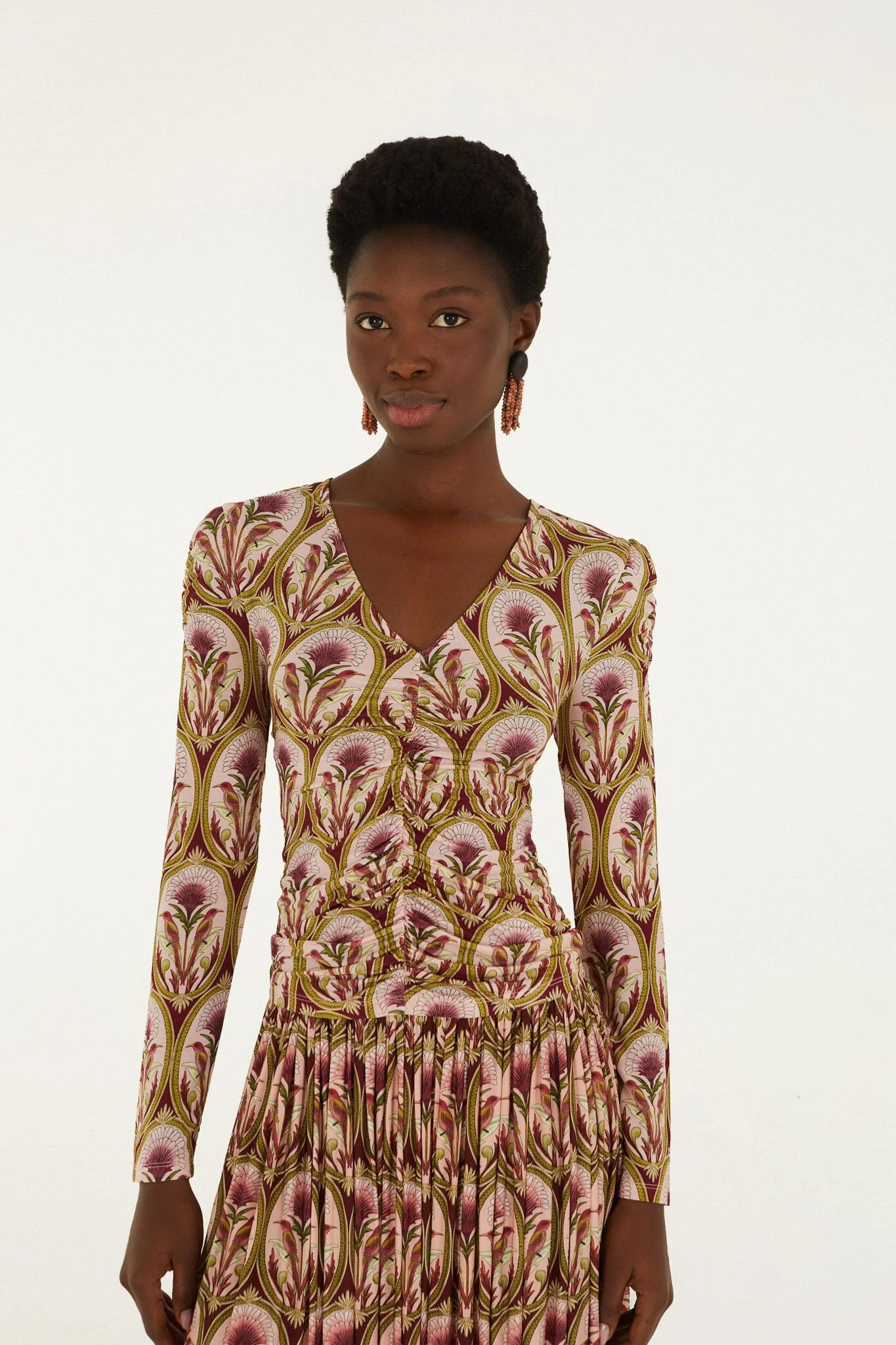 Garden Medal Long Sleeve Jersey Blouse