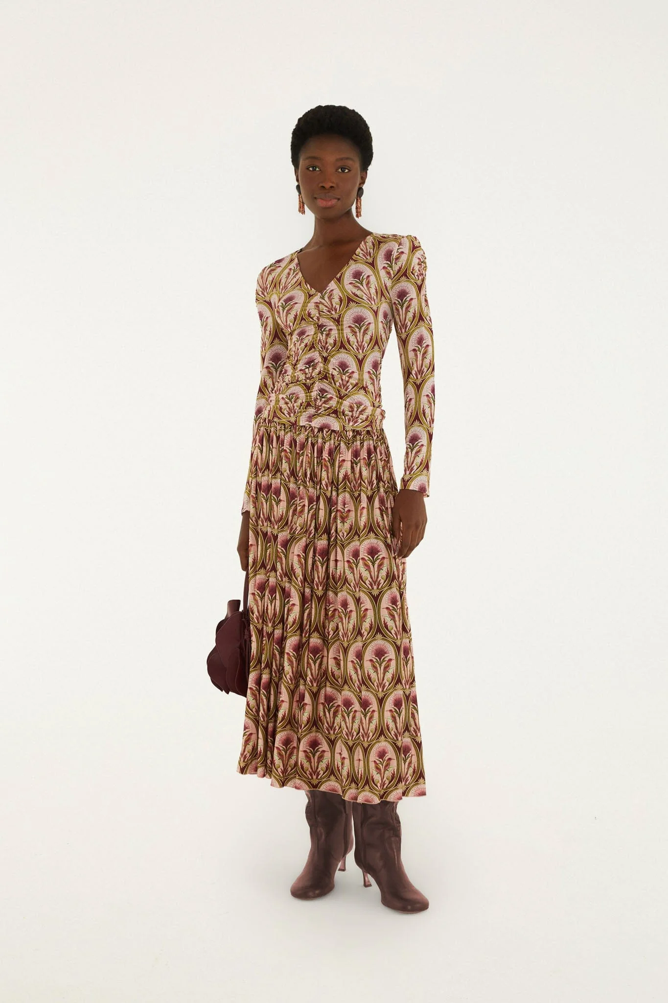 Garden Medal Pleated Midi Skirt