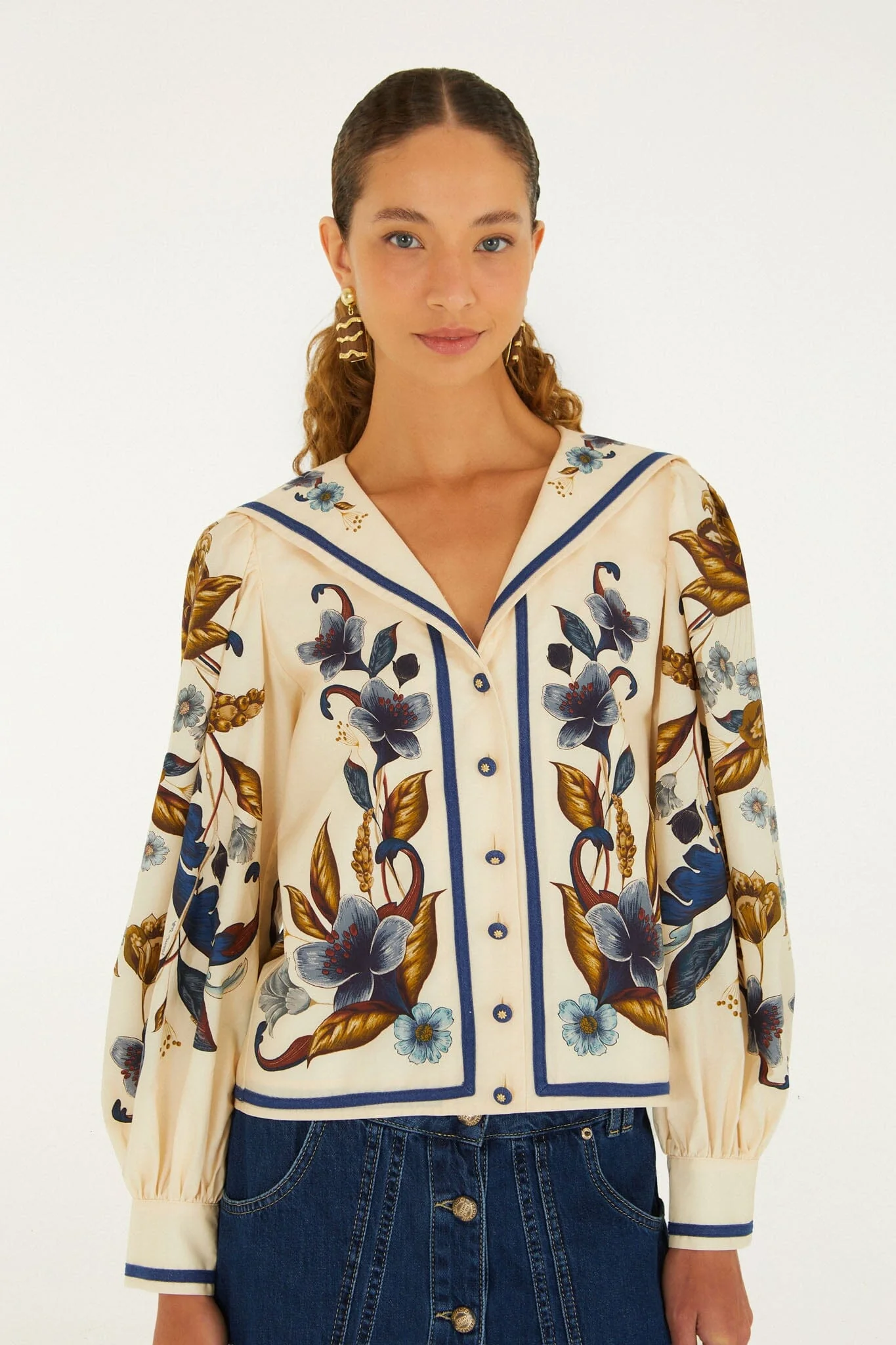 Golden Nature Lapel Long Sleeve Shirt