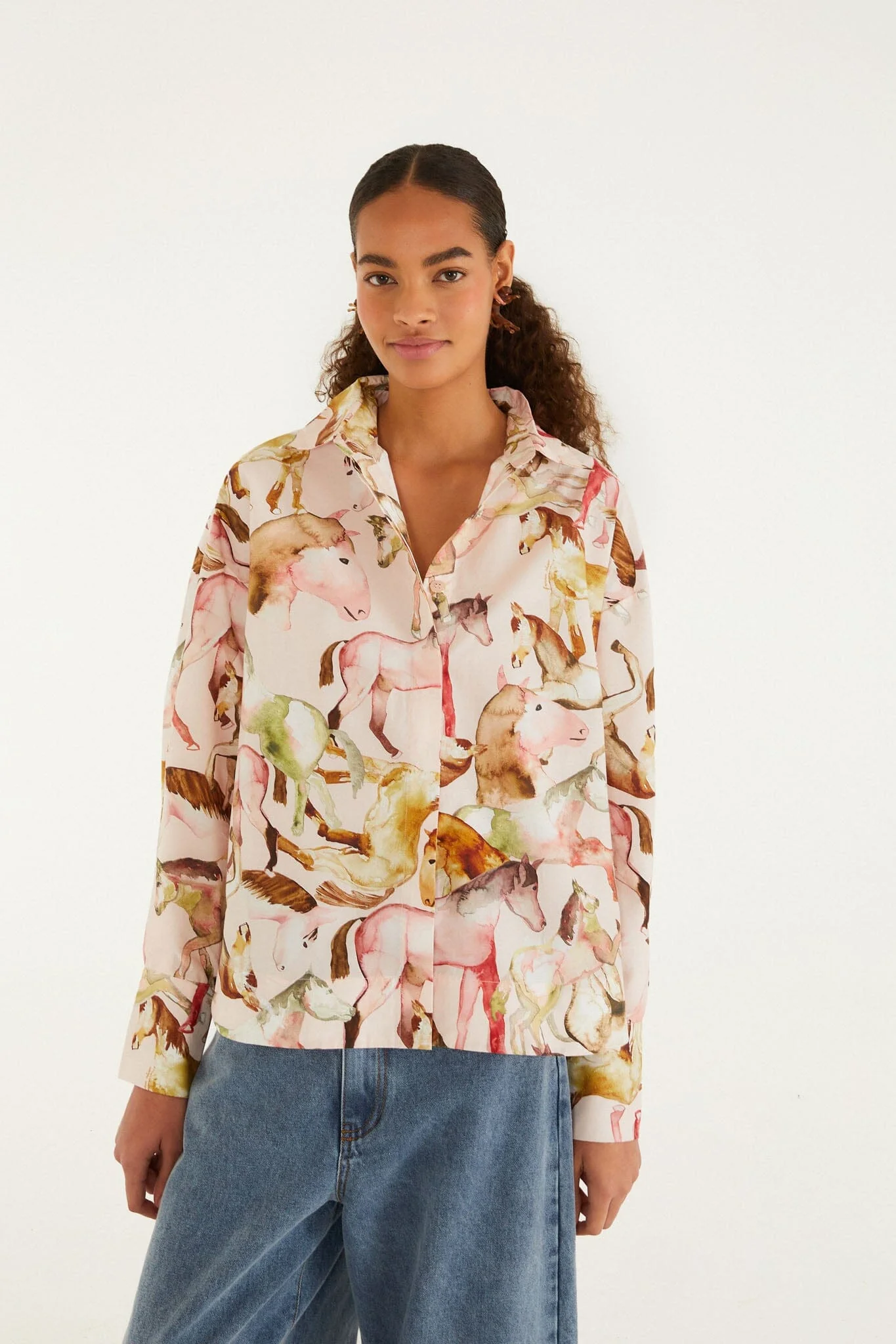 Light Pink Equestrian Buttoned Shirt