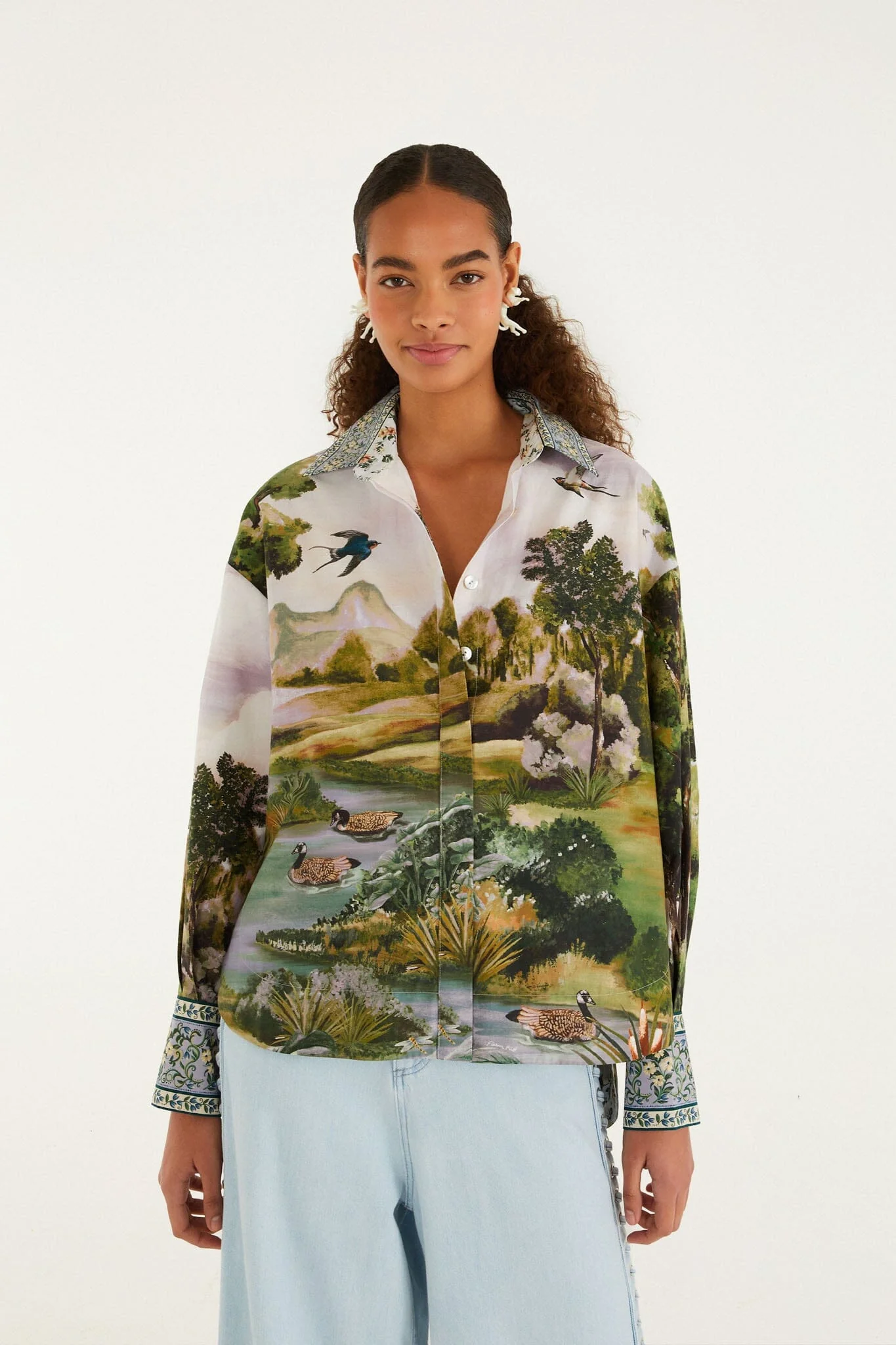 Multicolor Countryside Landscape Buttoned Shirt
