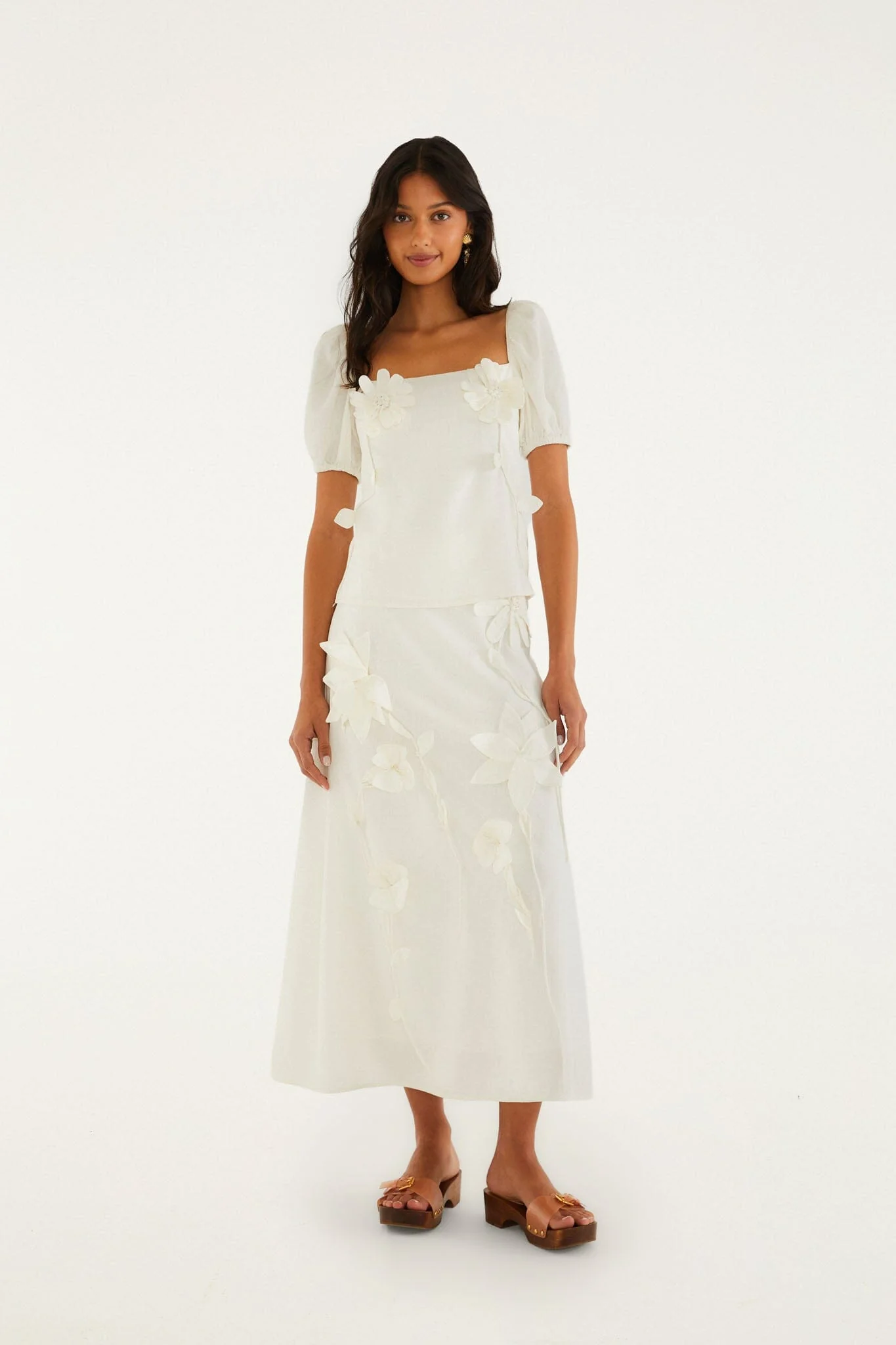Off-White 3d Flowers Midi Skirt