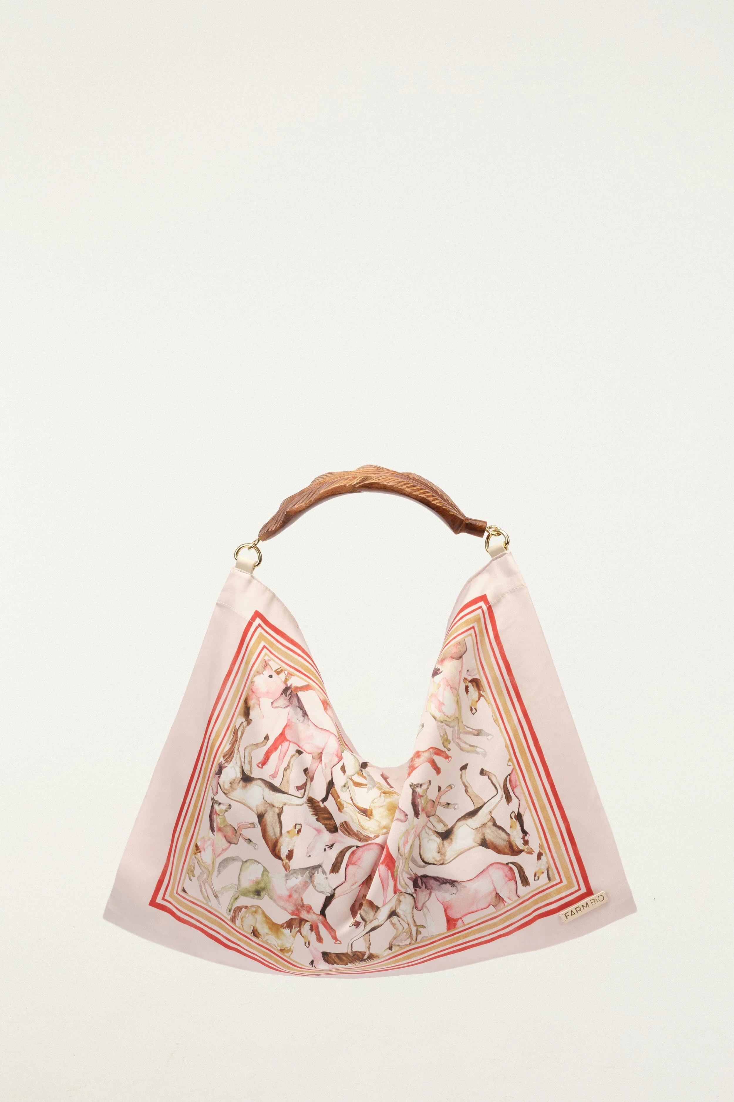 Soft Pink Horses Satin Small Scarf Bag