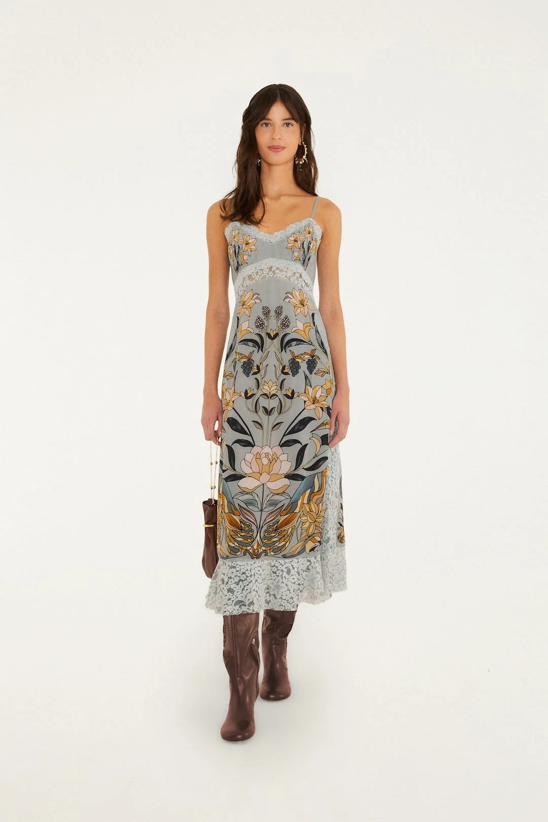 Stained Glass Beauty Lace Slip Midi Dress