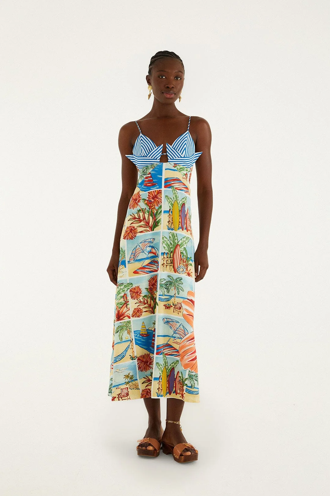 Multicolor Summer Diary Paper Boat Maxi Dress