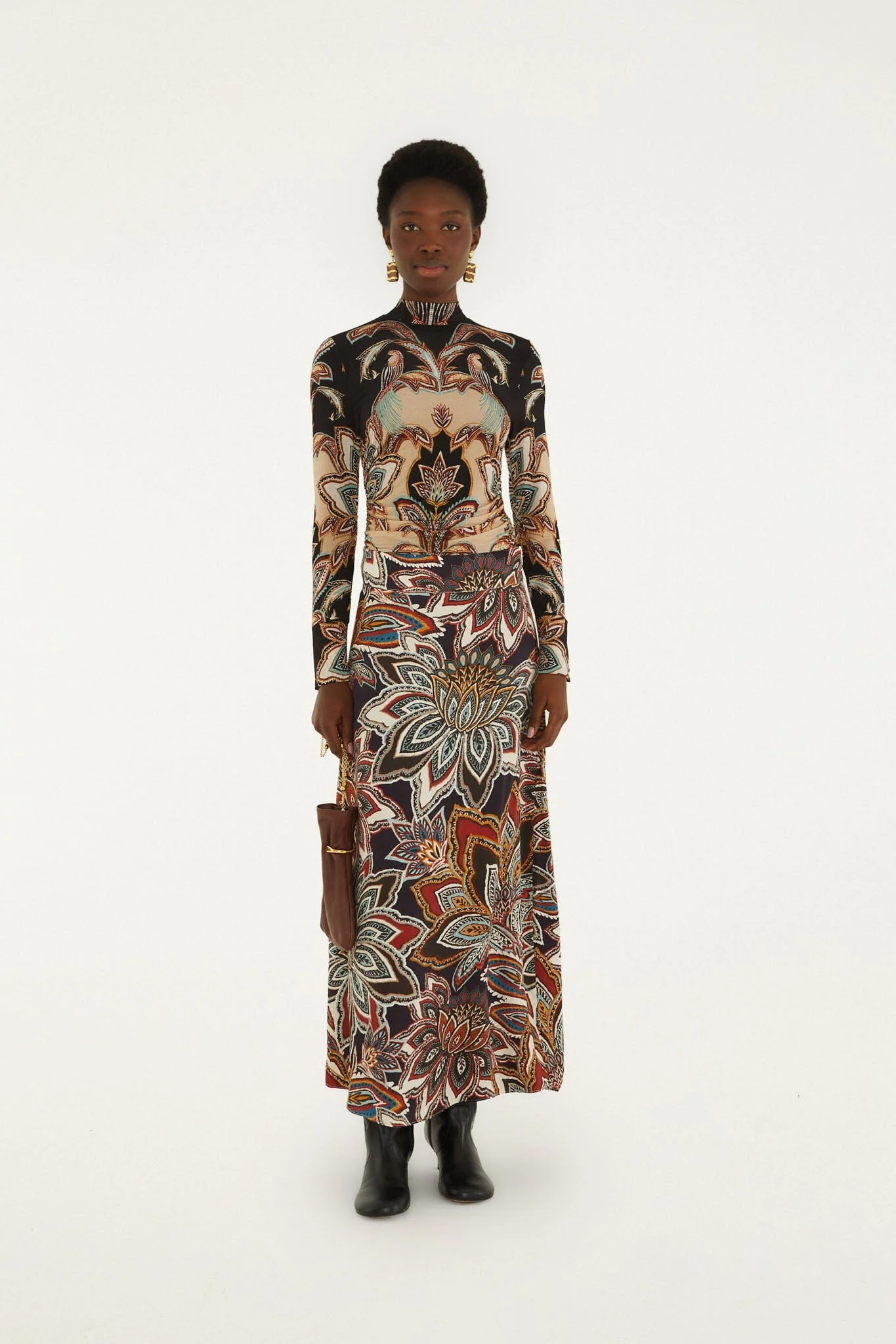 Tapestry Flowers Maxi Skirt