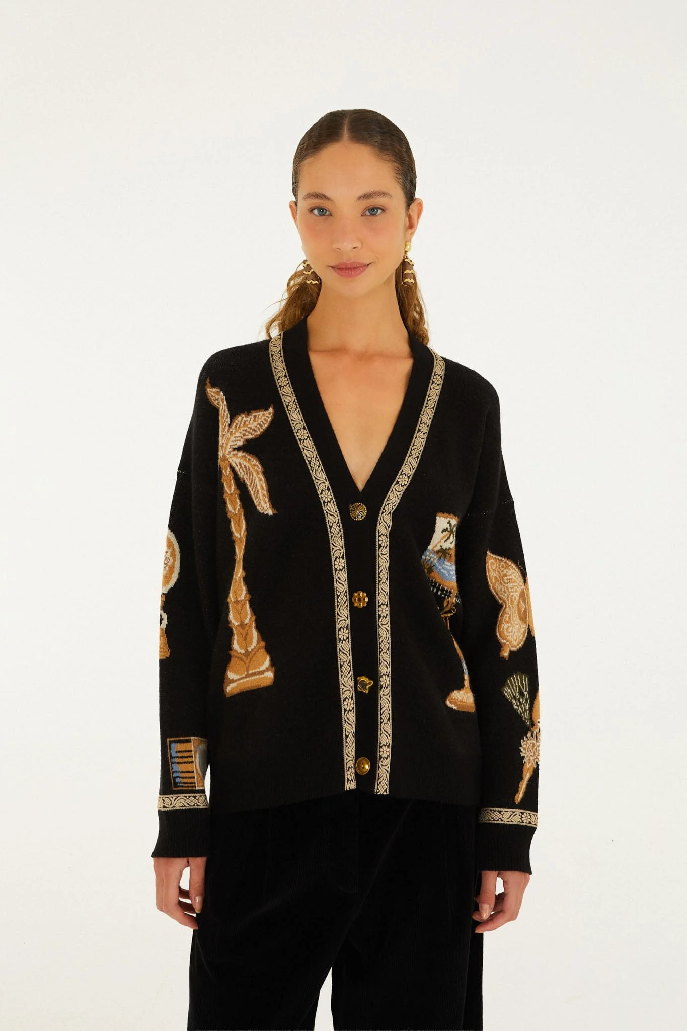 Vintage Sourvenirs Buttoned Knit Cardigan