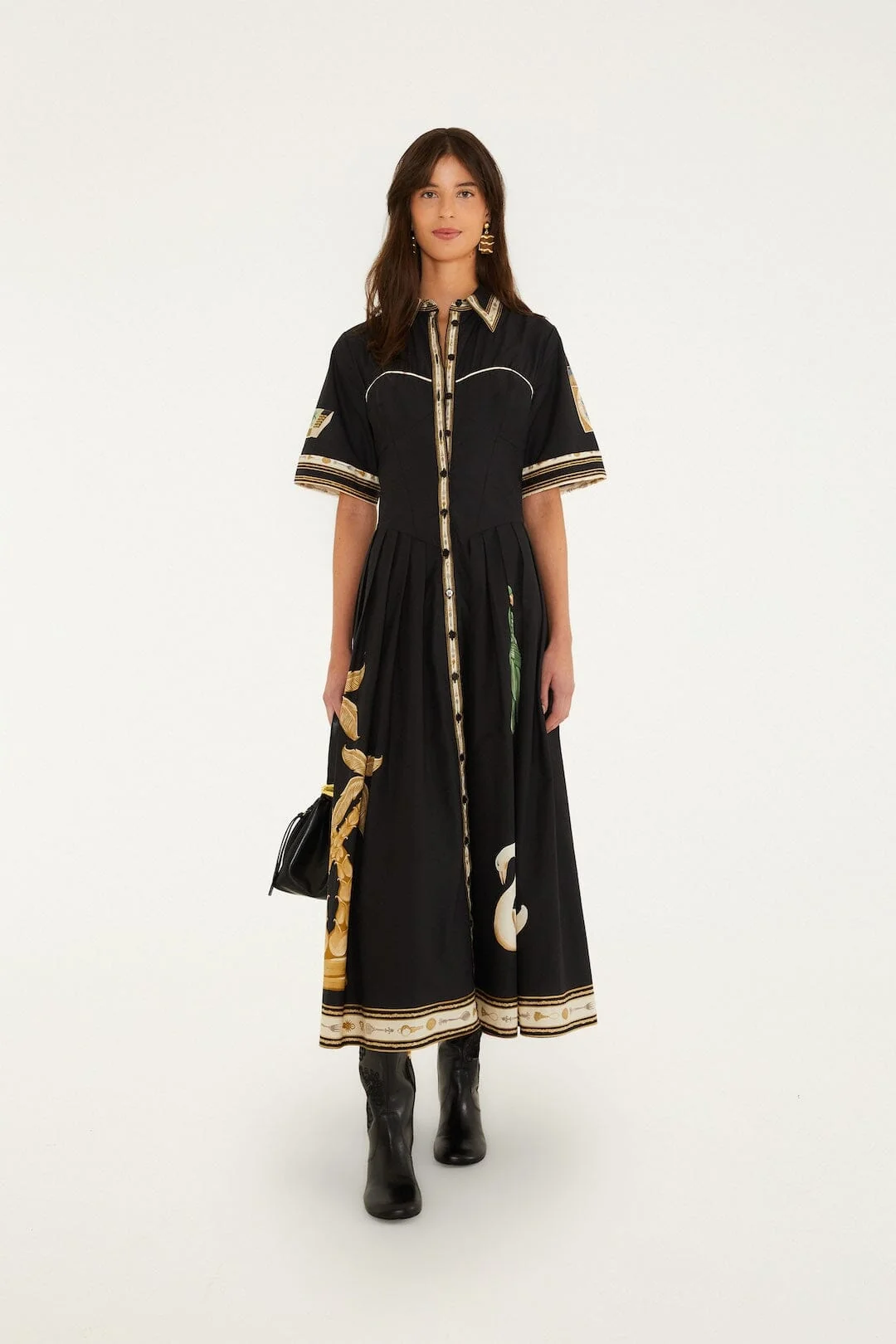 Vintage Souvenirs Black Buttoned Midi Dress